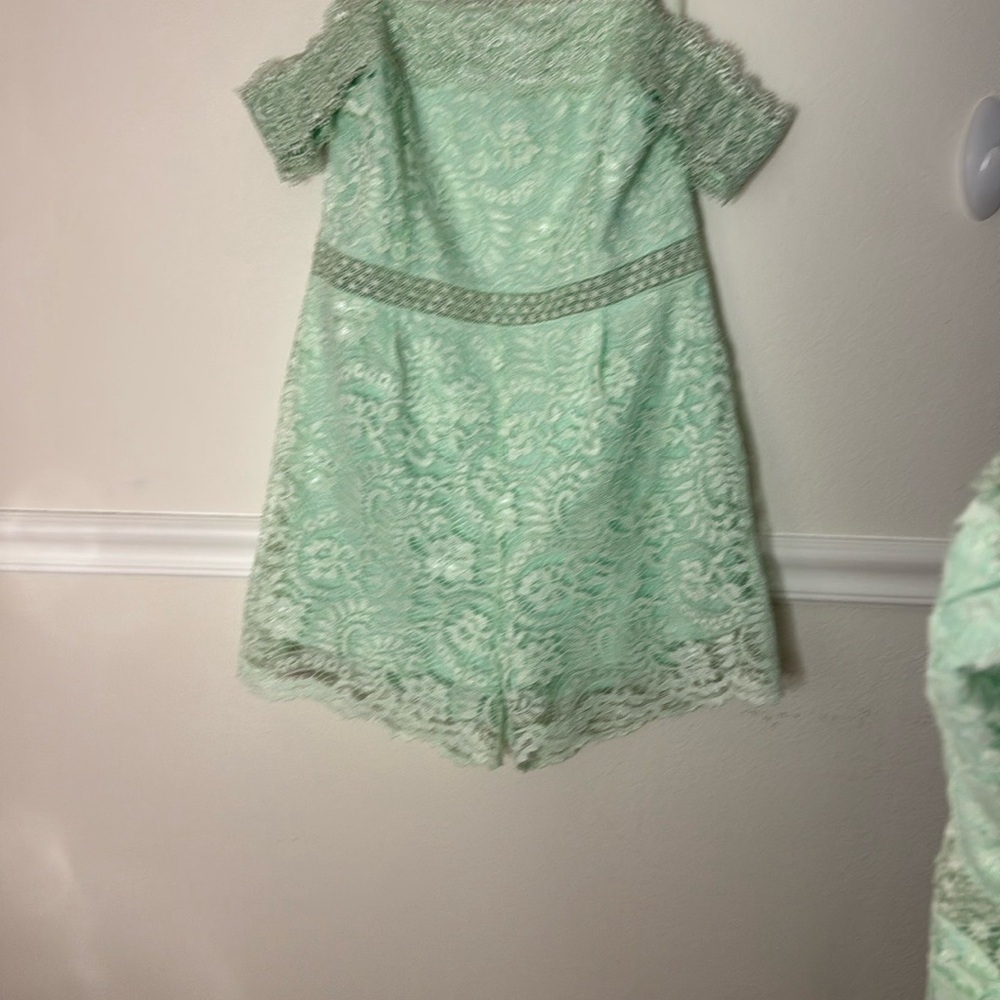 Mint Green Lace romper NWT